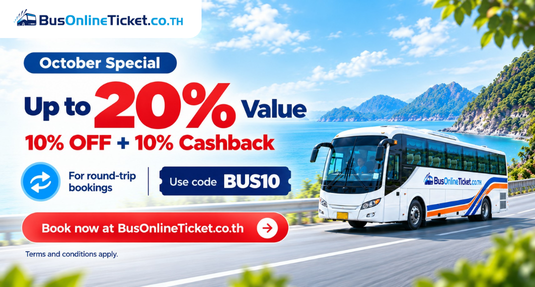 October promotion: Book round-trip bus tickets and get 10% OFF plus 10% Cashback with promo code BUS10